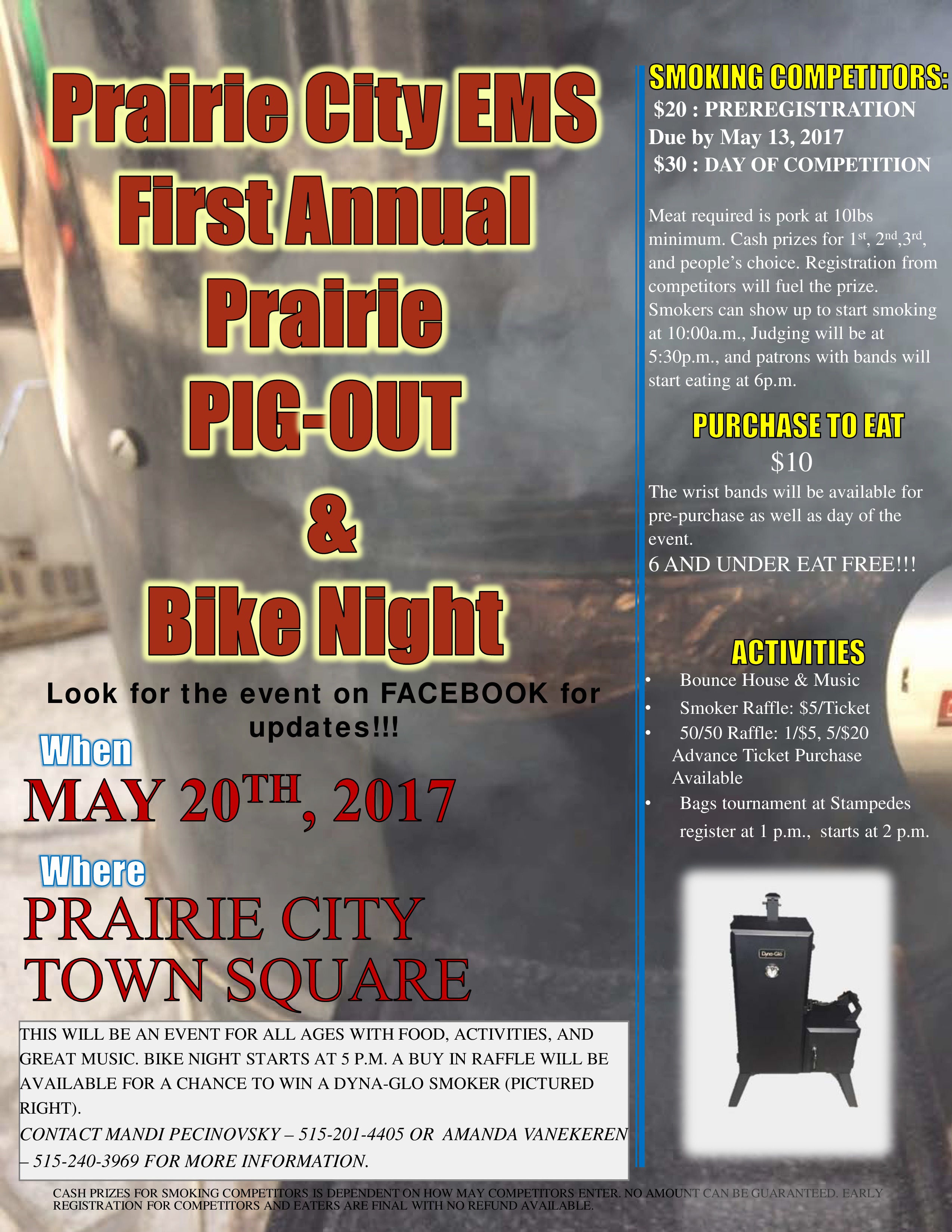 Prairie City EMS Prairie Pig-Out and Bike Night @ Garden Square Park | Prairie City | Iowa | United States