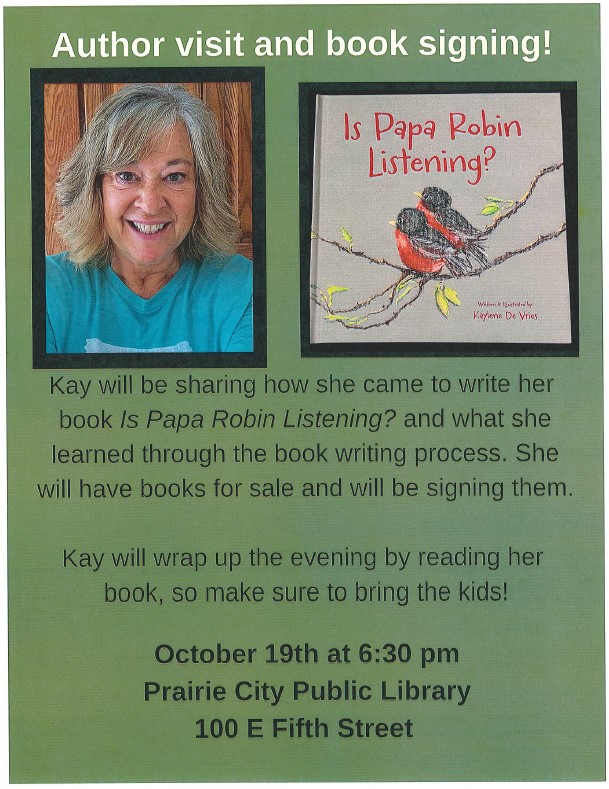 Kay De Vries Book Signing at Library @ Prairie City Public Library